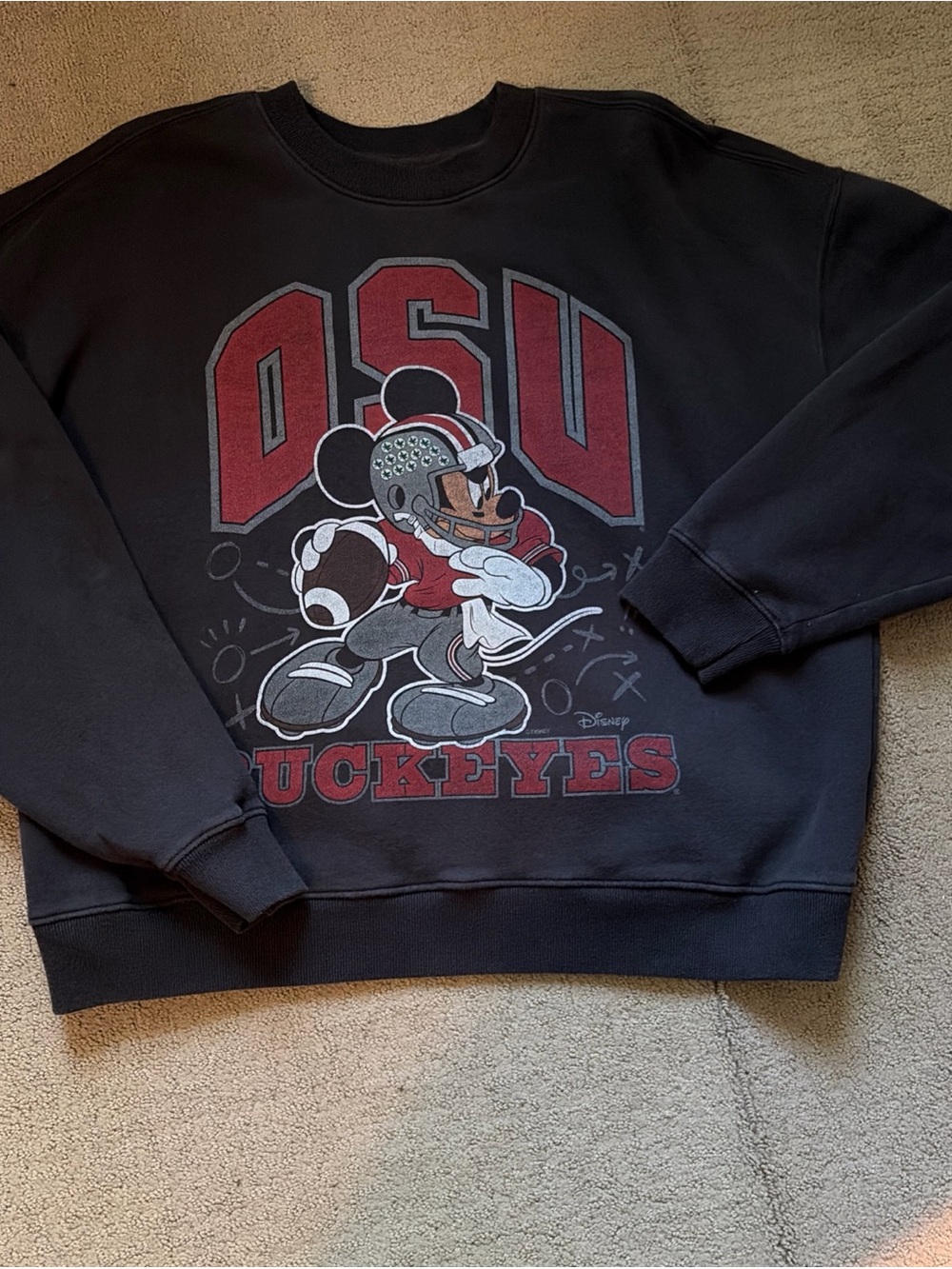 Hollister Black OSU Buckeyes Mickey Mouse Graphic sweatshirt state boxy L large